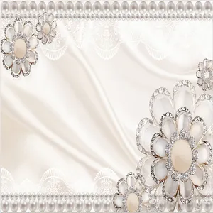 پوستر دیواری سه بعدی مدل گل نگینی زمینه ساتن DVRF1228