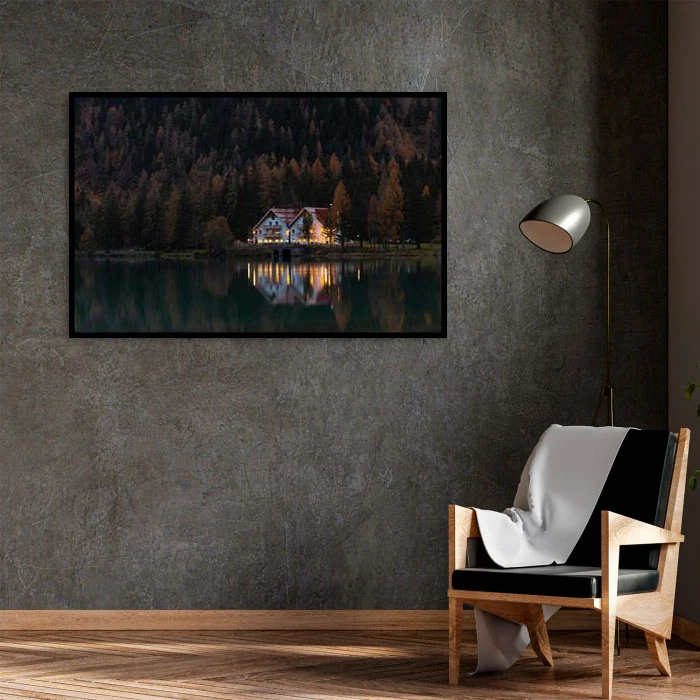 تابلو بکلیت طرح منظره جنگل و دریاچه مدل B-D1944