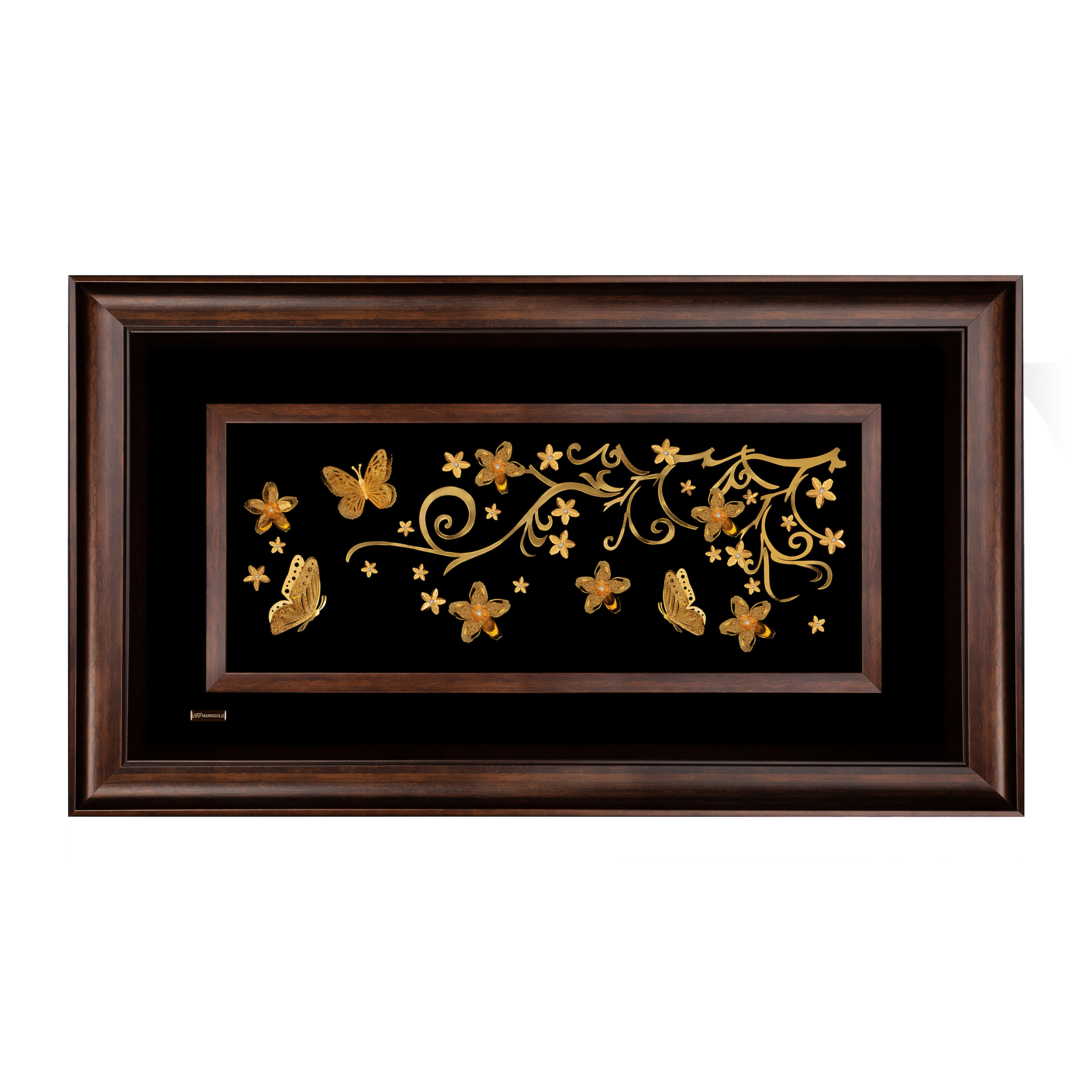 تابلو طلا کوب مارک گلد طرح گل و پروانه سه بعدی کد TGPO003