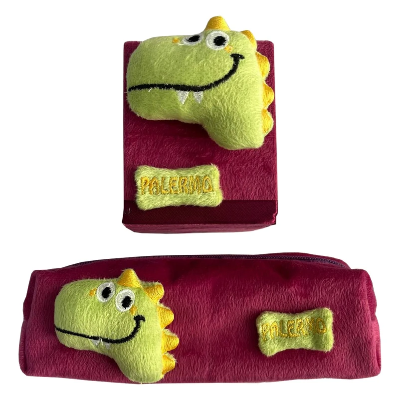 جامدادی مدل فانتزی طرح دایناسور پولیشی همراه با جا قلمی