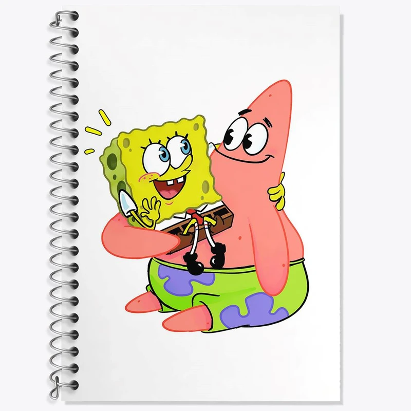 دفتر زبان 50 برگ خندالو مدل دو خط طرح باب اسفنجی و پاتریک کد 24718