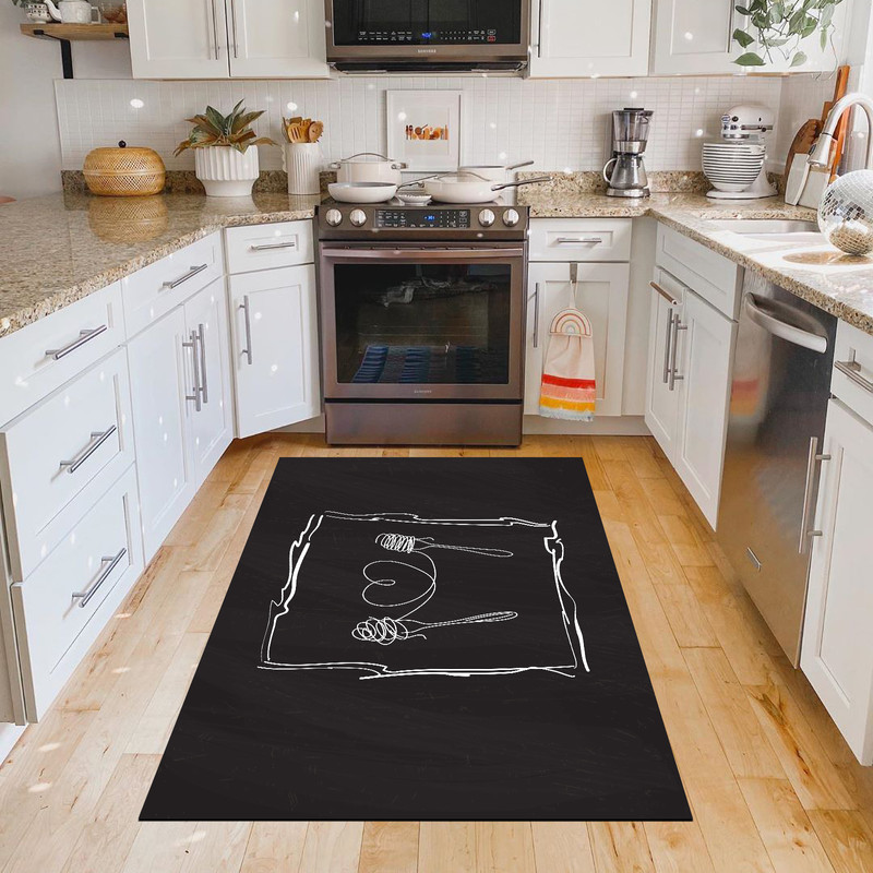 فرش پارچه ای مدل آشپزخانه طرح فانتزی عشق پاستا کد 6017