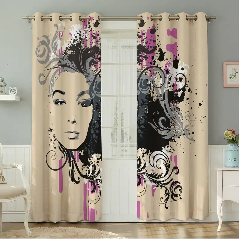 پرده نیروانا طرح چهره  مدل مخمل کد 4967 سایز 140×280 سانتی متر