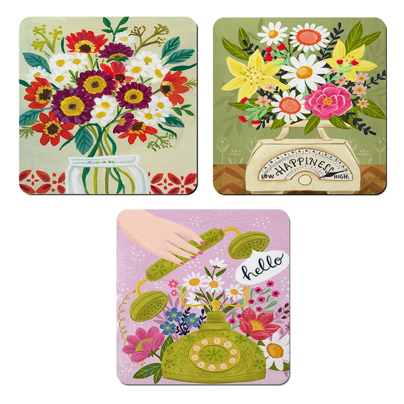 مگنت صباطرح مدل نقاشی گل و گلدان کد M1310  مجموعه 3 عددی