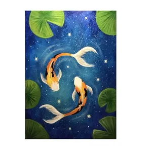تابلو نقاشی اکریلیک مدل ماهی جفت کد 5