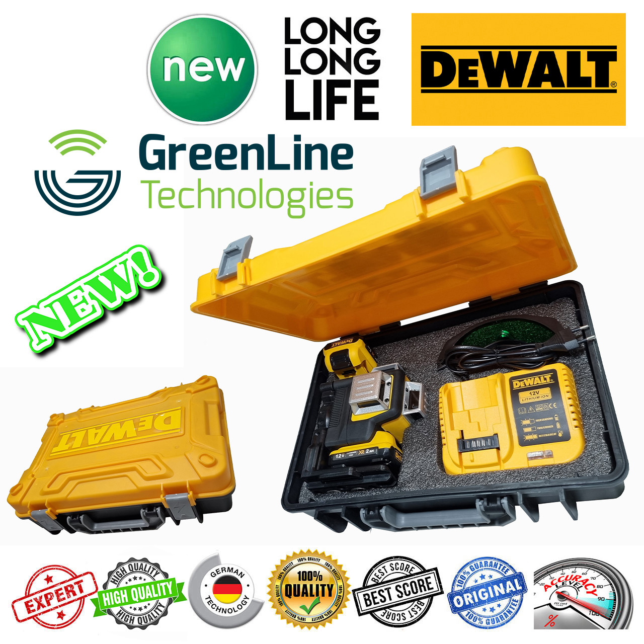 تراز لیزری مدل ترکیبی نور سبز کد 3D12 Lines