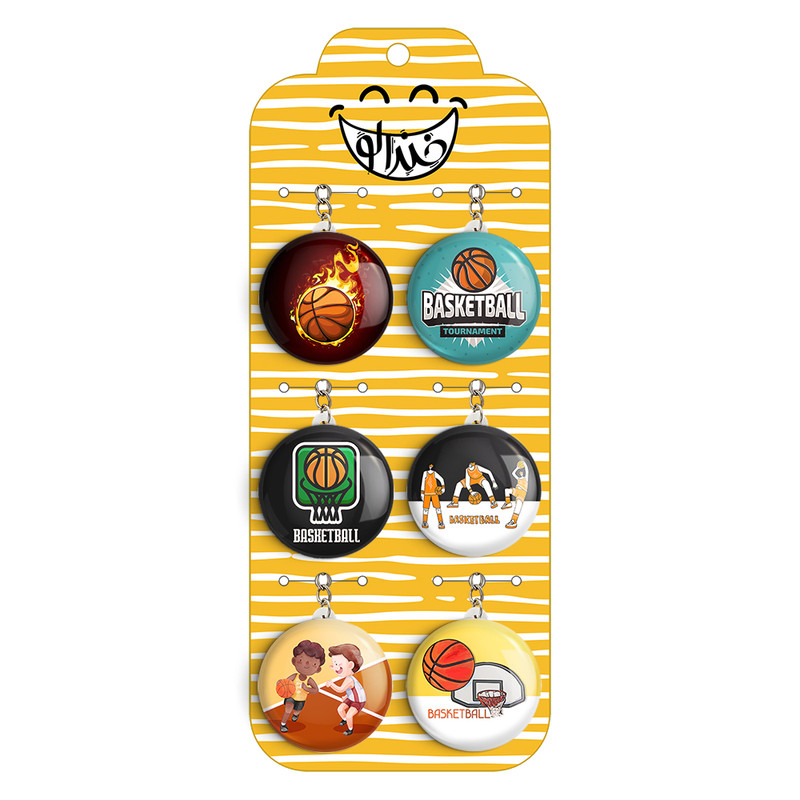 جاکلیدی خندالو مدل بسکتبال Basketball کد 1706A مجموعه 6 عددی