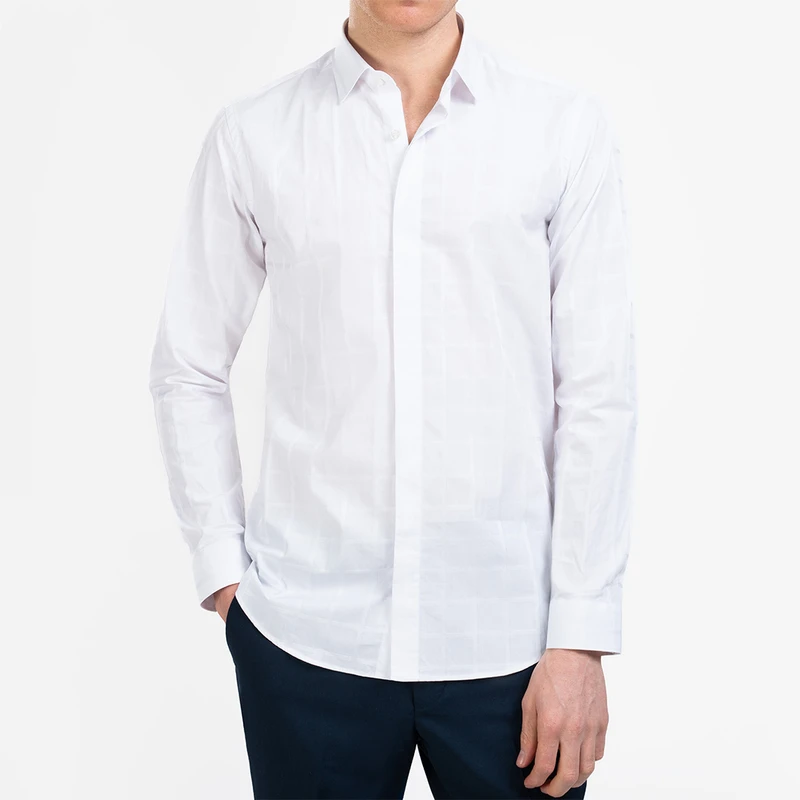 پیراهن آستین بلند یقه کراواتی مردانه ام کی مدل 1670