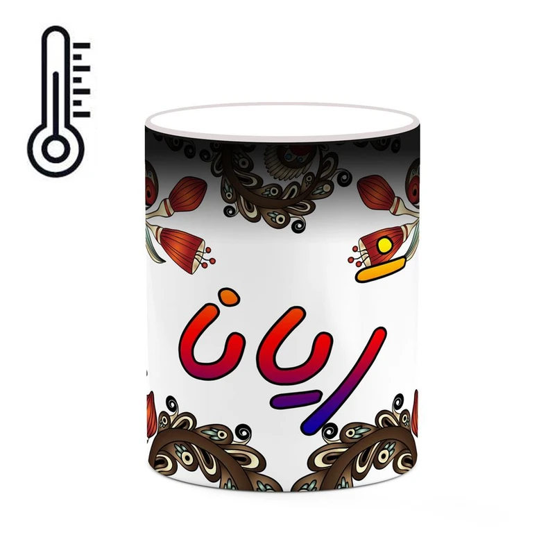 ماگ حرارتی کاکتی مدل اسم ژیانا طرح سنتی گل و بته کد mgh45456