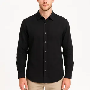 پیراهن آستین بلند یقه برگردان مردانه مدل لینن پنبه