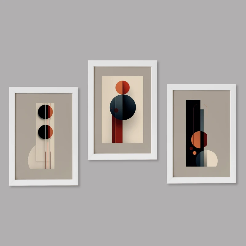 تابلو خندالو مدل دکوراتیو مدرن کد M107 مجموعه 3 عددی