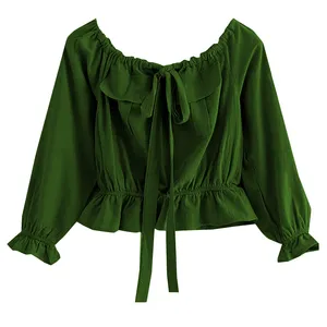 بلوز آستین بلند زنانه مدل MB 13  رنگ یشمی