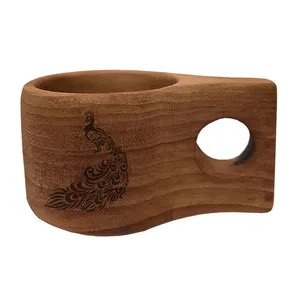 لیوان چوبی مدل طاووس