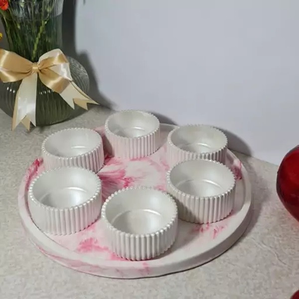 مجموعه ظروف هفت سین 6 پارچه مدل شیاردار