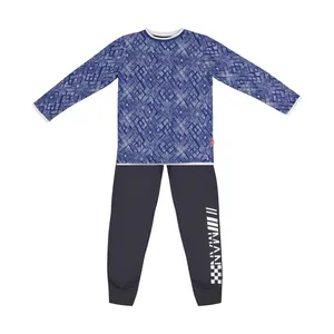 ست تیشرت و شلوار بچگانه طرح لوزی کد N45 رنگ آبی 