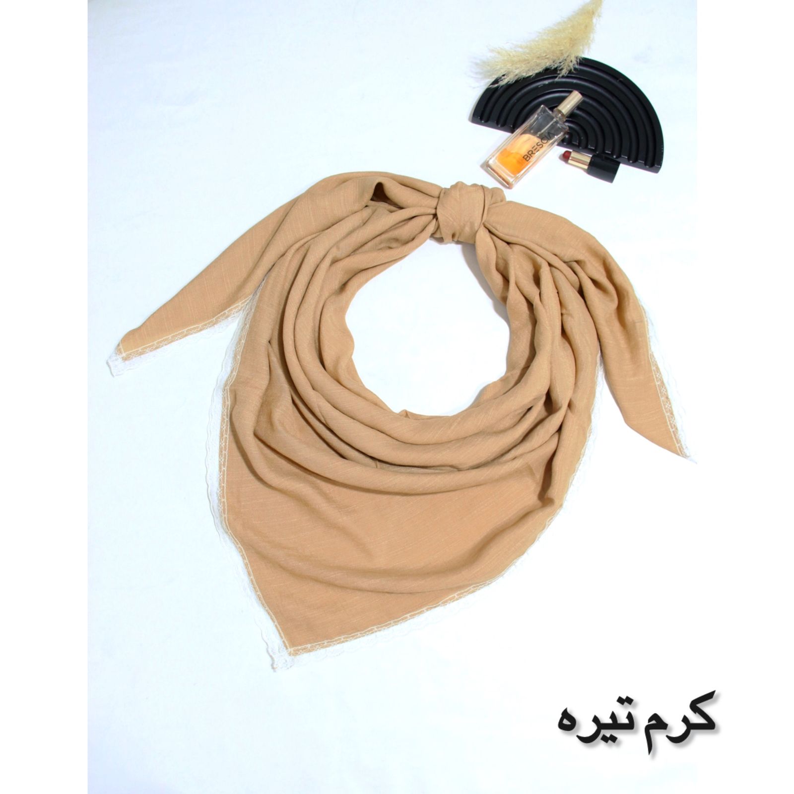 روسری زنانه مدل وال اسلپ ساده حاشیه تور دانتل کد 7091 -  - 6