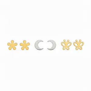 گوشواره میخی زنانه مدل EM81 مجموعه 3 عددی