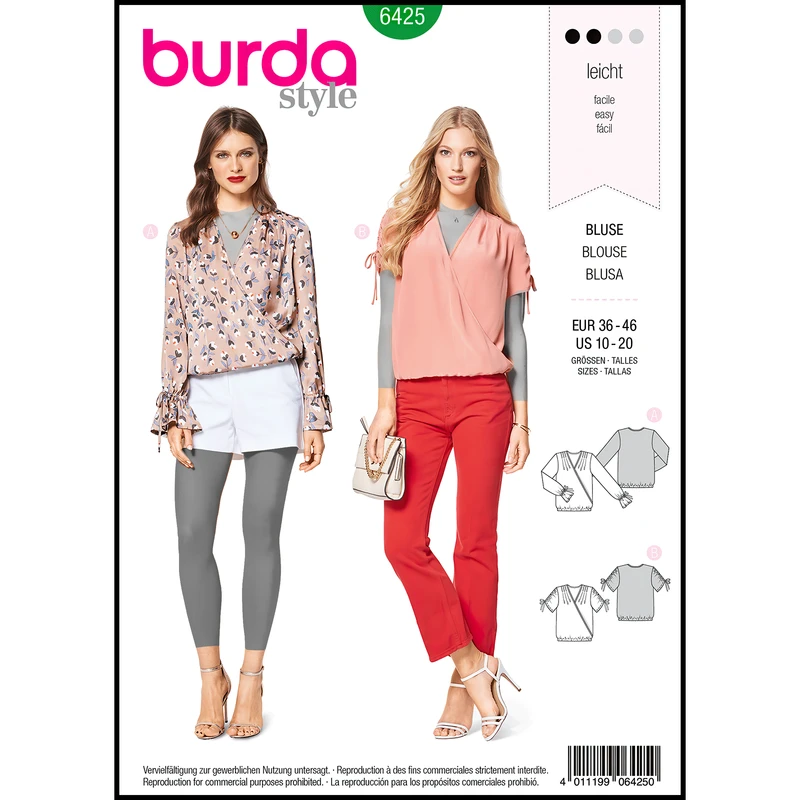 الگو خیاطی  بلوز زنانه بوردا استایل کد 6425 سایز 36 تا 46 متد مولر