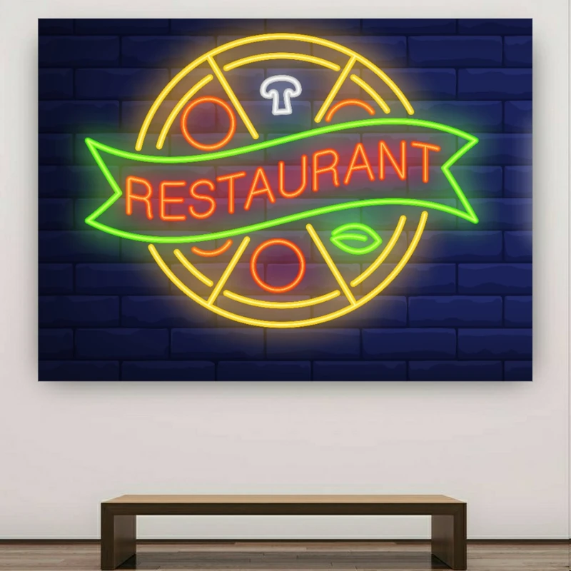 تابلو بوم طرح مخمل پیتزا رستوران مدل نئون کد GR878