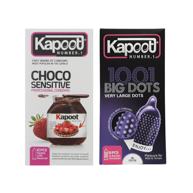 کاندوم کاپوت مدل Sensitive بسته 12 عددی به همراه کاندوم مدل BIG DOTS بسته 10 عددی کاندوم کاپوت مدل Sensitive بسته 12 عددی به همراه کاندوم مدل BIG DOTS بسته 10 عددی