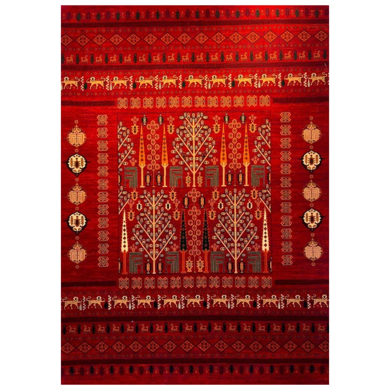 فرش ماشینی 700 شانه زمینه لاکی حاشیه لاکی مدل بلوچ bcf کد 716