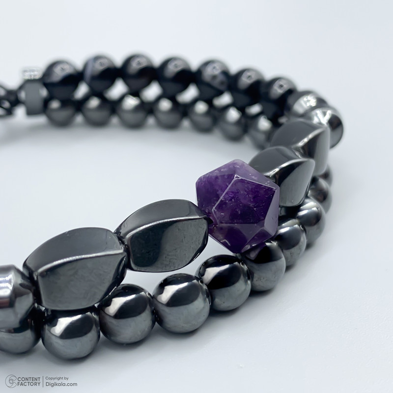 دستبند مردانه مدل عقیق حدید آمیتیست کد 001