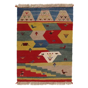 گلیم دستبافت یک متری طرح قشقایی کد 140314