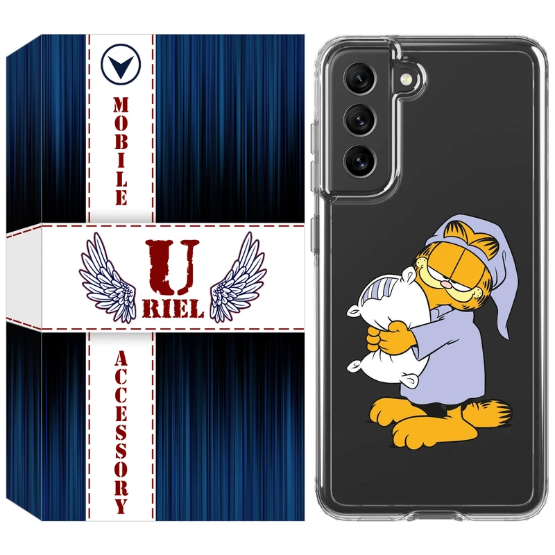کاور یوریل مدل Clear کد 73 طرح گارفیلد خوابالو مناسب برای گوشی موبایل سامسونگ Galaxy S21 FE