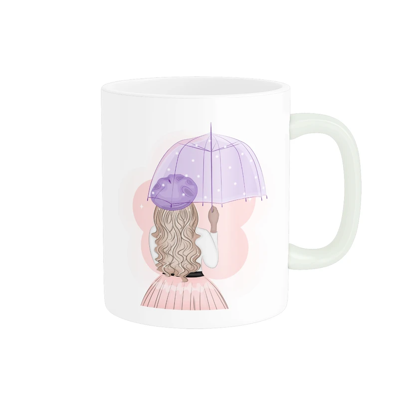 ماگ پاد آفرین مدل سرامیکی طرح دختر کیوت و ناز کد p9444