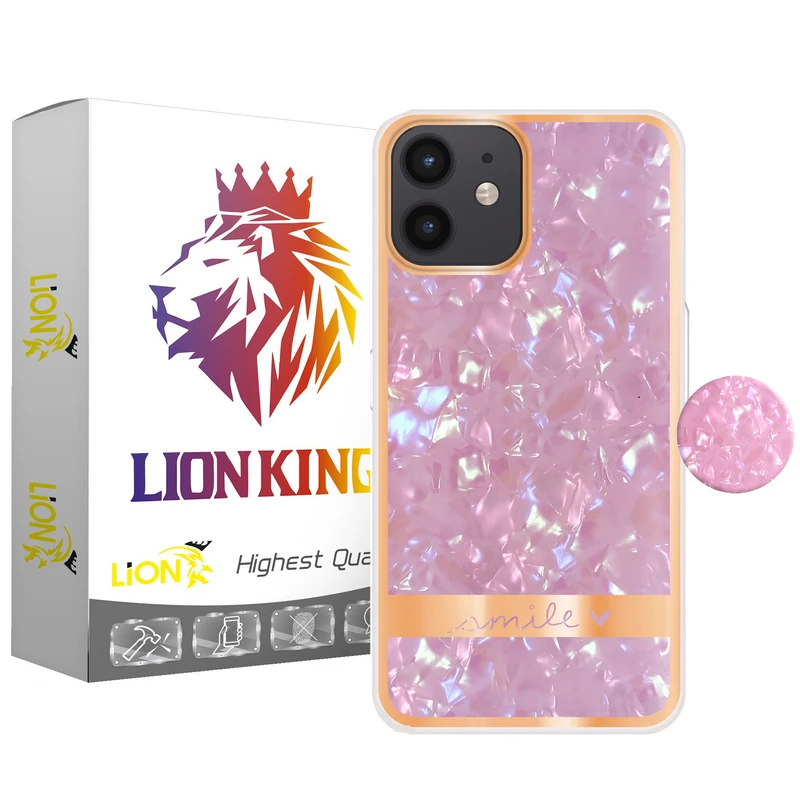 کاور لاین کینگ مدل کریستال یخی مناسب برای گوشی موبایل اپل IPhone 11  به همراه پایه نگهدارنده