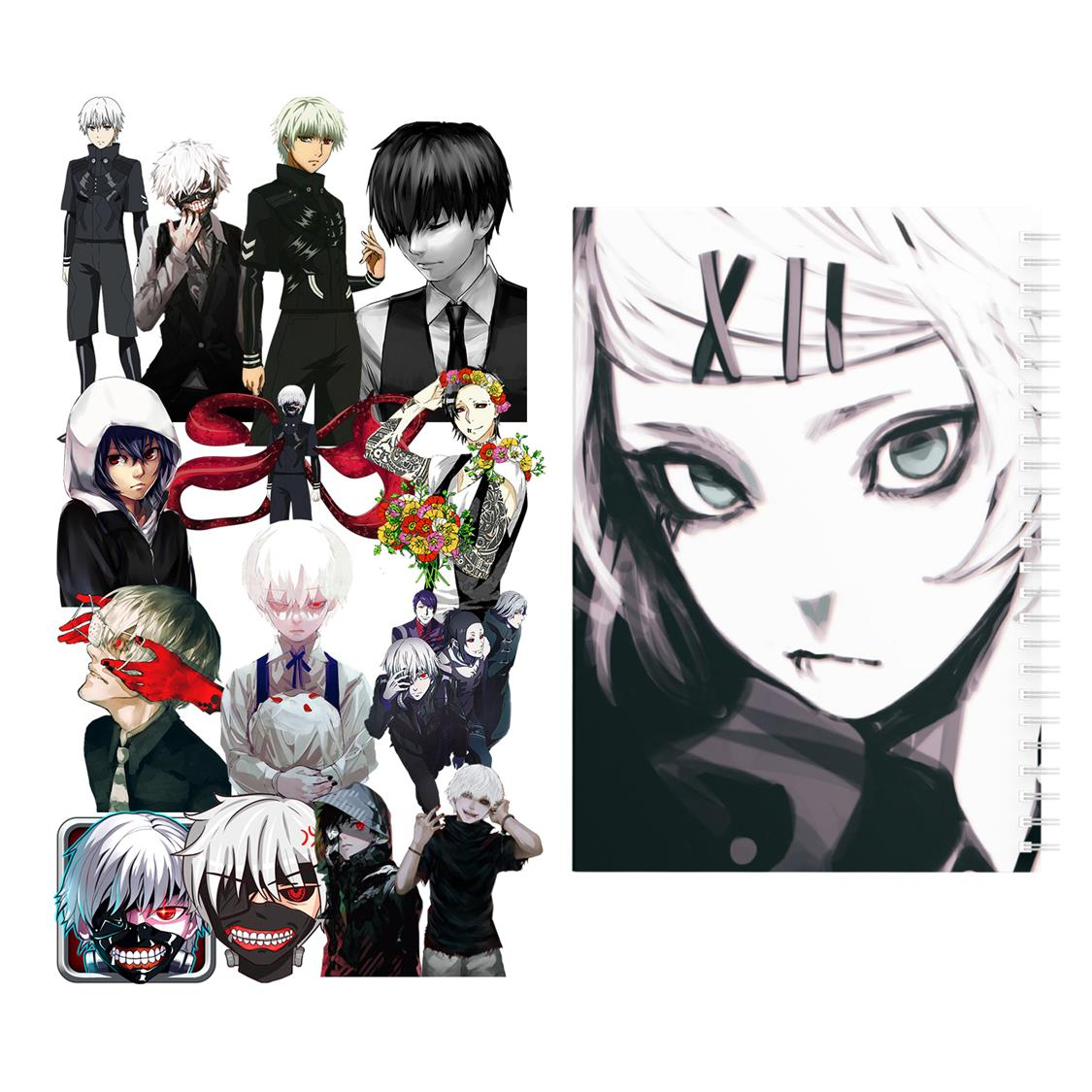 دفتر مشق باژیکان طرح انیمه توکیو غول Tokyo Ghoul کد 20211477 به همراه استیکر لپ تاپ مجموعه 14 عددی