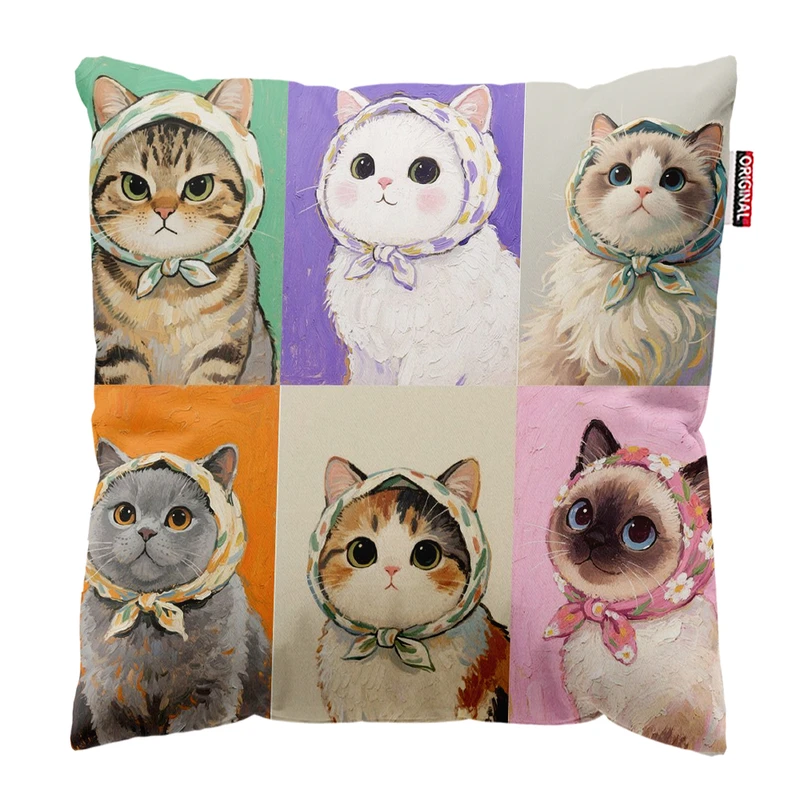 کوسن پاد آفرین مدل گربه کیوت بامزه فانتزی کد PK401710 سایز 40*40 سانتی متر