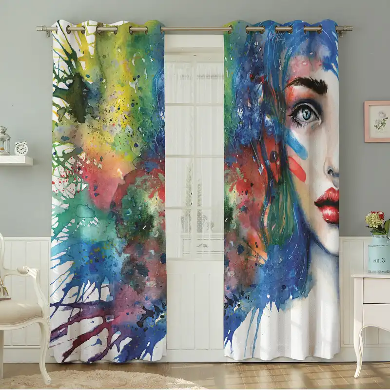 پرده نیروانا طرح چهره مدل مخمل کد 4665 سایز 140×280 سانتی متر