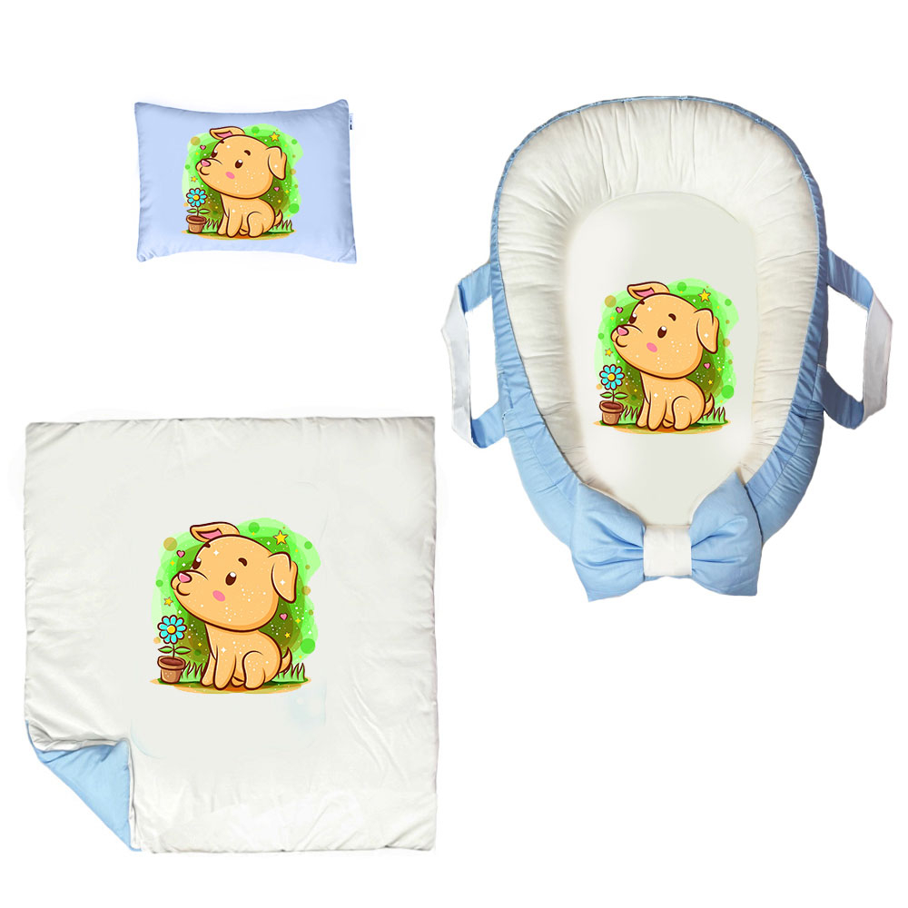 سرویس خواب سه تکه نوزاد ناریکو مدل گارد محافظ دار طرح سگ کد 0532