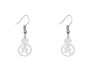 گوشواره نقره زنانه هایکا مدل n.ha835 طرح الماس و حرف A