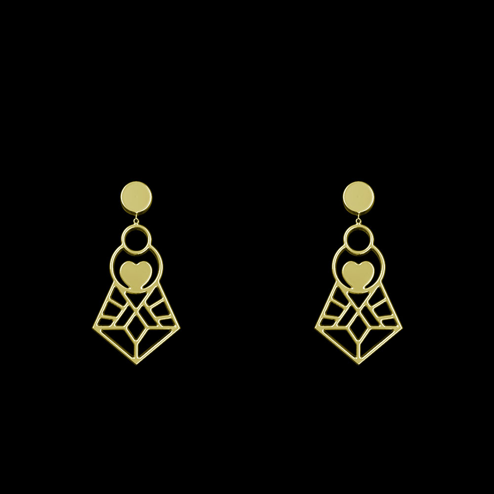 گوشواره طلا 18 عیار زنانه مدوپد مدل هندسی کد GA1-14375