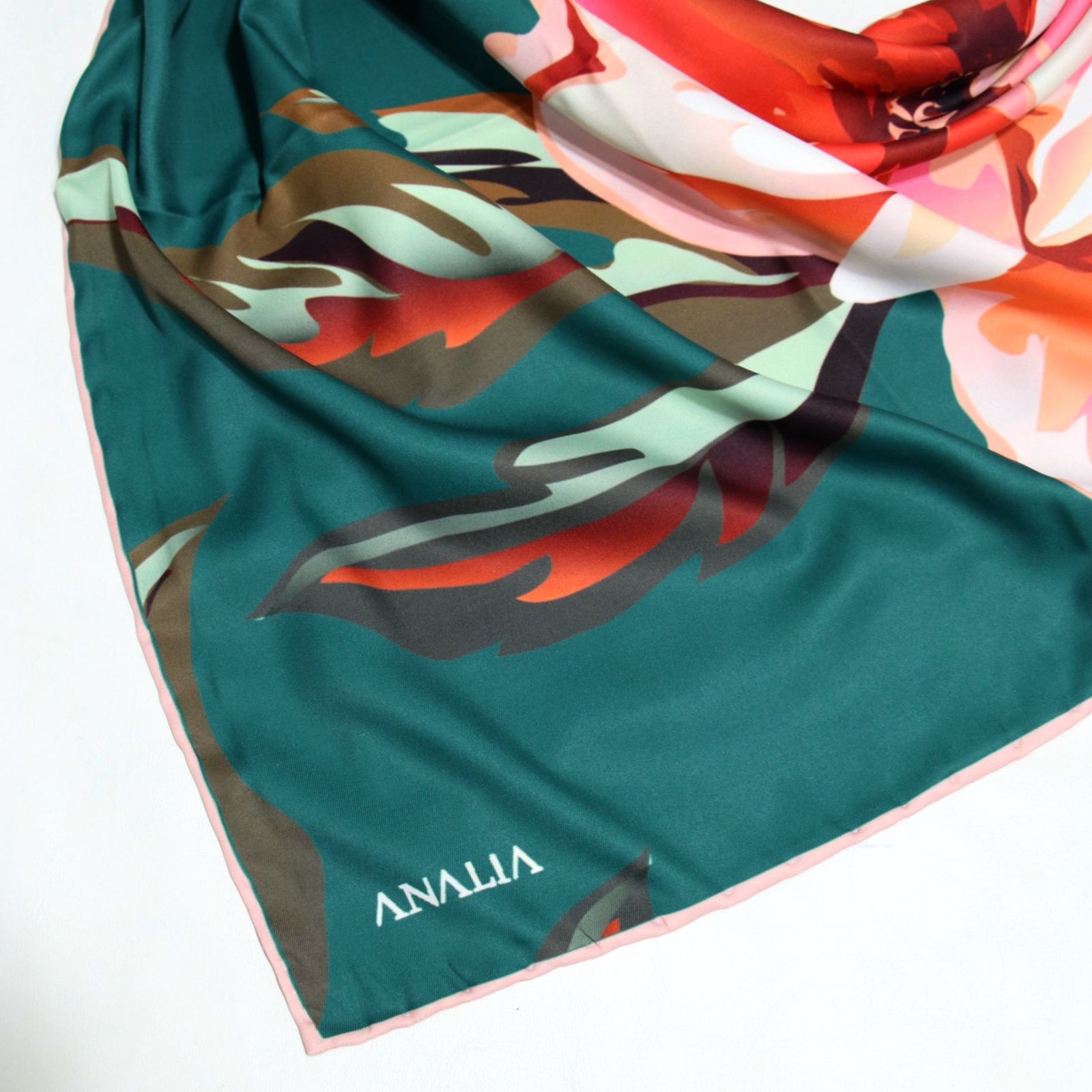روسری زنانه آنالیا مدل ابریشم دست دوز با طرح گل کد ana-9006 -  - 8