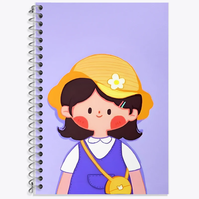 دفتر زبان 50 برگ خندالو مدل سه خط طرح دخترانه کیوت کد N3849