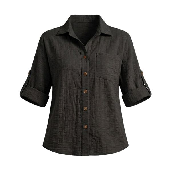 شومیز آستین سه ربع یقه برگردان زنانه مدل دکمه دار کد ۱۶۴