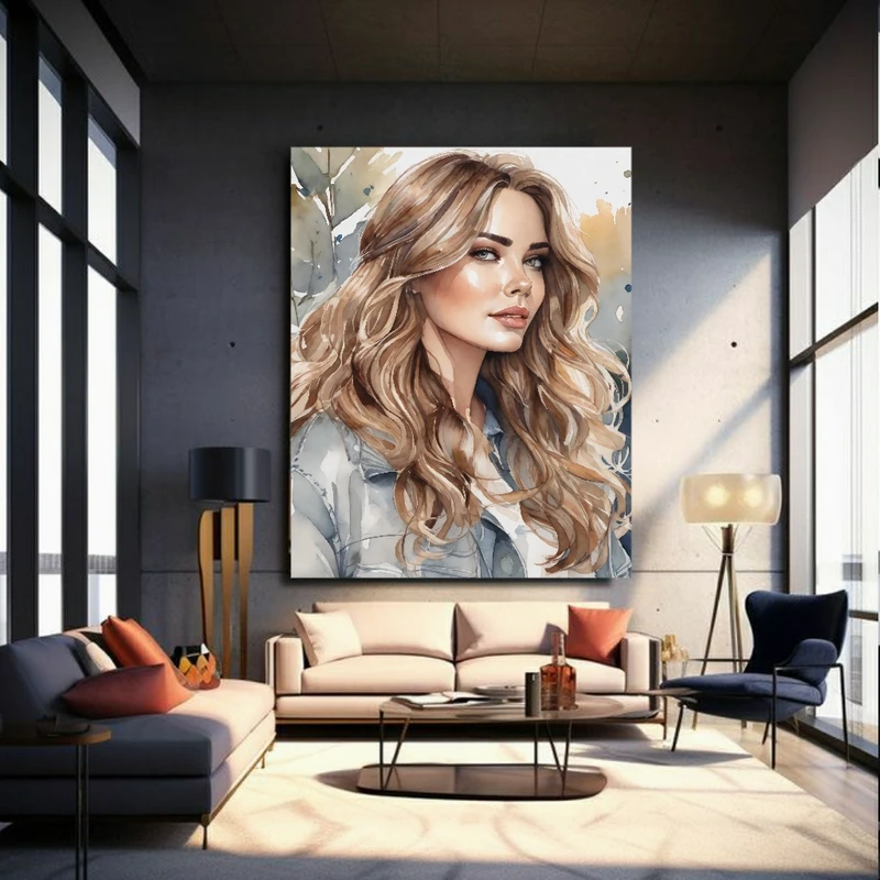 پوستر پارچه ای طرح فانتزی نقاشی آبرنگی مدل چهره کد PP2787