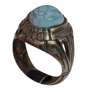 انگشتر نقره مردانه مدل فیروزه مصری کد FM111220