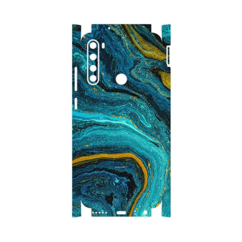 برچسب پوششی ماهوت مدل Turquoise marblewith golden streaks-FullSkin مناسب برای گوشی موبایل شیائومی Redmi Note 8 2021