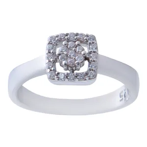 انگشتر نقره زنانه بازرگانی میلادی مدل تک نگین مدرن ابکاری رادیوم کد AWR_507