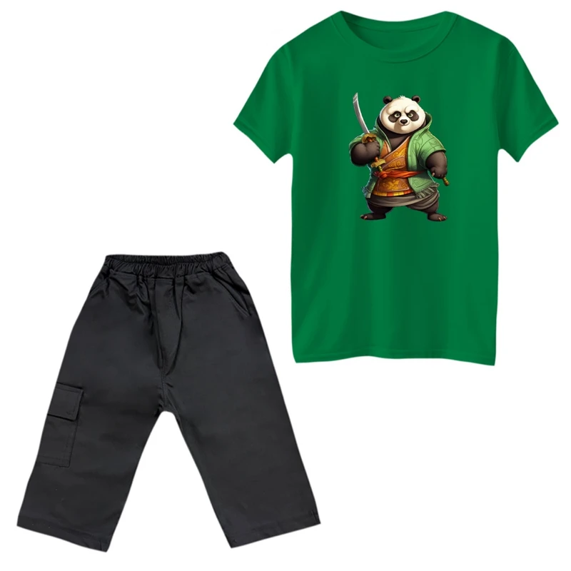 ست تی‌شرت و شلوارک پسرانه مدل پاندا کنگفوگار کد 1