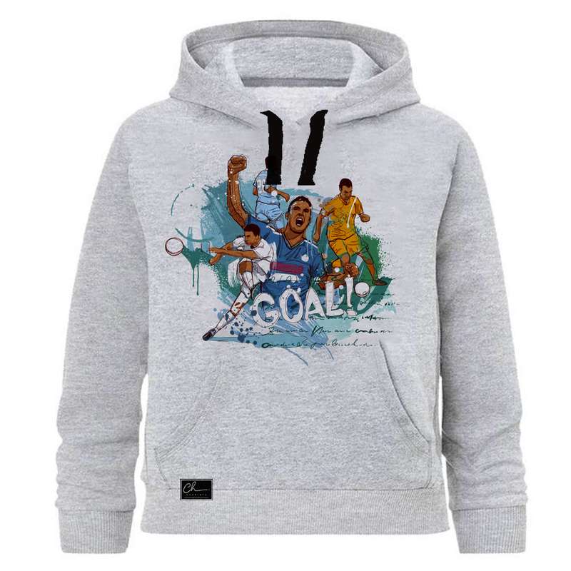 هودی پسرانه طرح فوتبالیست کد J125 رنگ طوسی