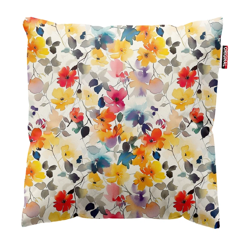 کوسن پاد آفرین مدل مینیمال طرح گل و برگ کد PK403524 سایز 40*40 سانتی متر