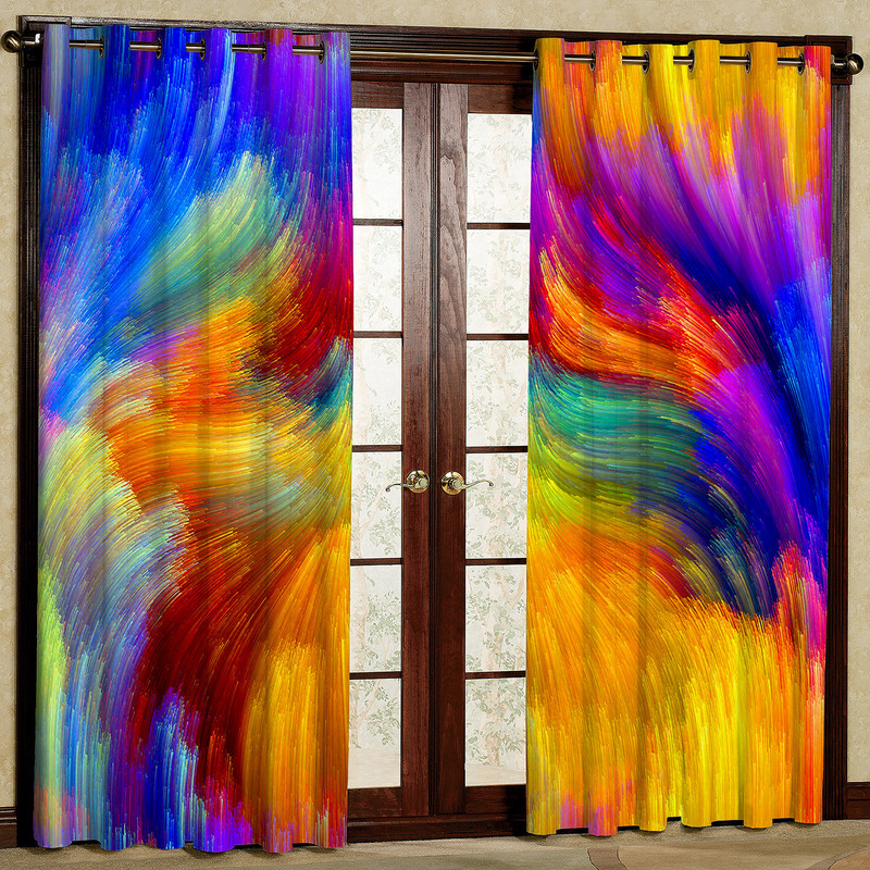 پرده مدل رنگی رنگی هازان پانچی کد 4318 سایز 140x200 سانتی متر