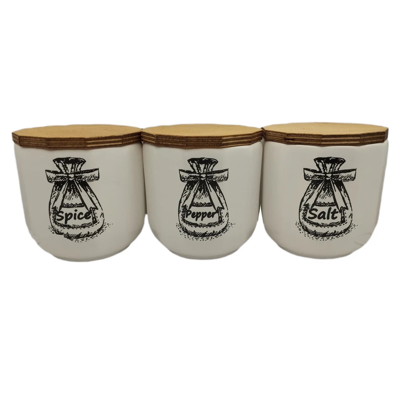 بانکه مدل چند ضلعی نمک و فلفل و ادویه طرح نازنین کد 014 مجموعه 3 عددی