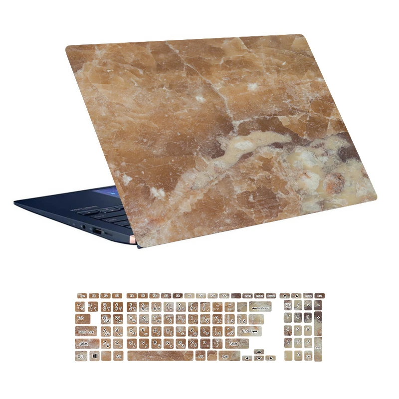 استیکر لپ تاپ توییجین و موییجین طرح Marble کد 57 مناسب برای لپ تاپ 15.6 اینچ به همراه برچسب حروف فارسی کیبورد 