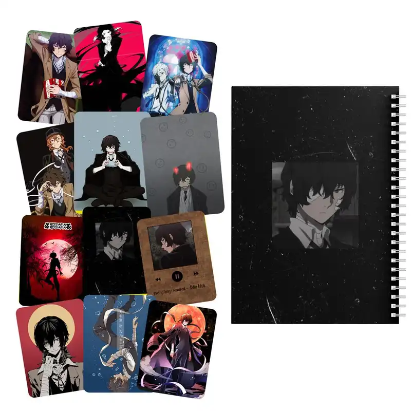 دفتر مشق باژیکان طرح انیمه سگ های ولگرد بانگو کد 20212123 به همراه استیکر لپ تاپ مجموعه 12 عددی